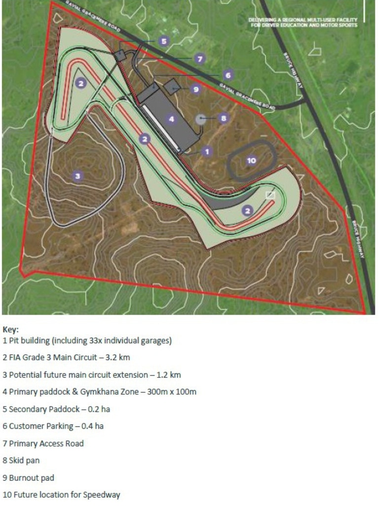 Site layout of proposed motorsports complex.