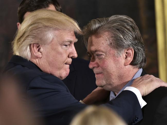 Mr Trump and former chief strategist Steve Bannon. Picture: Mandel Ngan/AFP