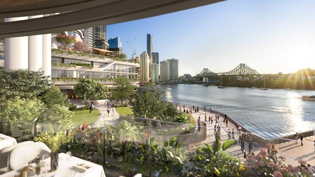 An artist's impression of the two office towers that Dexus is planning in its city-shaping Waterfront Brisbane development.