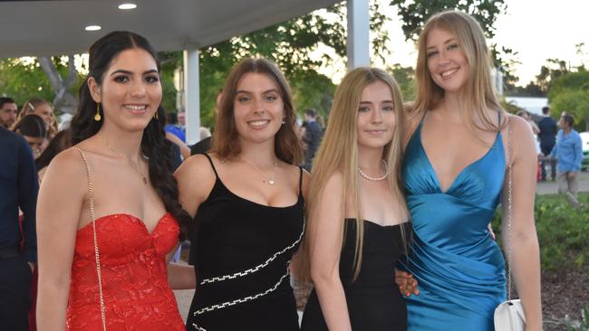 Zara Polat, Minna Whitehouse, Ella Wanless and Alicia Curnow at the Mountain Creek State High School formal on November 18, 2022. Picture: Sam Turner