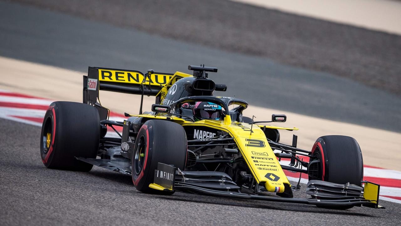 Australian driver Daniel Ricciardo in testing at the Bahrain Formula 1 track.