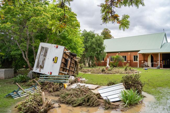 Huge storms late Sunday caused a massive flash flood in the middle of the night in Eugowra, with houses washed off their foundations, and cars and other items strewn though the town. Picture: Chris Watson/Farmpix Photography