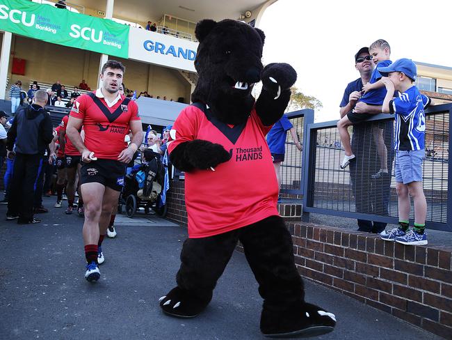 Ben leads the team out of the Henson Park dressing rooms for the clash against the Newtown Jets.
