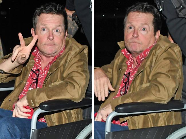 Michael J Fox enjoys dinner with friends in London.