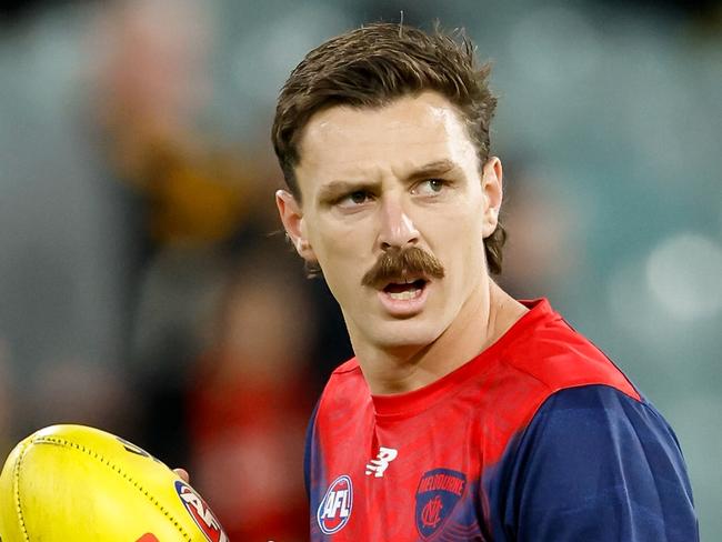 MELBOURNE, AUSTRALIA - APRIL 24: Jake Lever of the Demons warms up before the 2024 AFL Round 07 match between the Richmond Tigers and the Melbourne Demons at the Melbourne Cricket Ground on April 24, 2024 in Melbourne, Australia. (Photo by Dylan Burns/AFL Photos via Getty Images)