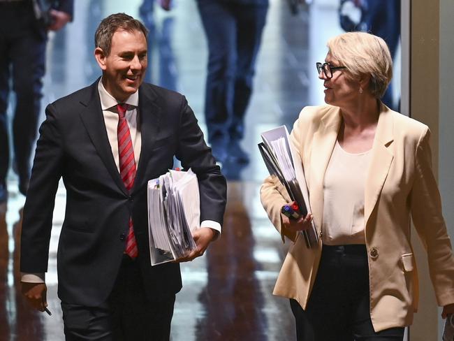 CANBERRA, Australia - NewsWire Photos - September 9, 2024: Federal Treasurer Jim Chalmers and Tanya Plibersek  during Question Time at Parliament House in Canberra. Picture: NewsWire / Martin Ollman