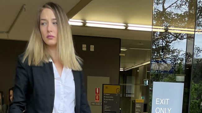 Leaha Taylor Mozejko leaves Parramatta Local Court after being convicted of drink driving.