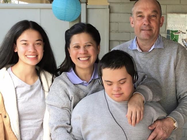 Christina and Kym Rodert with their daughter Hannah and son Jamesfrom the book The Eighteen Point Five for SAWeekend.