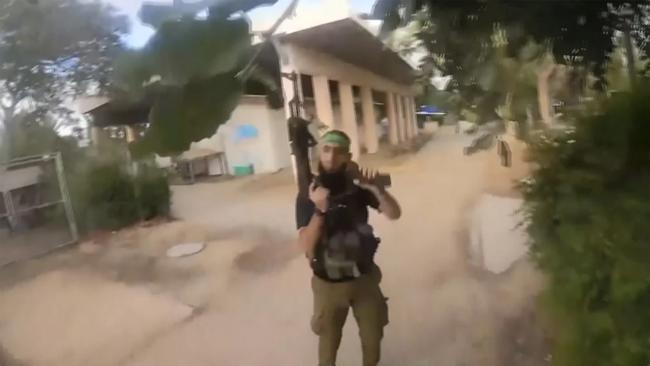 Hamas bodycam footage showed militants hunting civilians in Israeli neighbourhoods. Picture: IDF