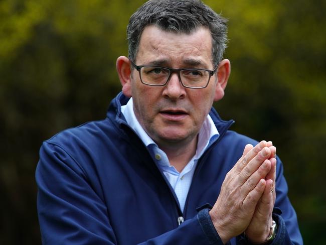 MELBOURNE AUSTRALIA - NewsWire Photos AUGUST 19, 2023:  Premier Daniel Andrews and Treasurer Tim Pallas give a press conference after it is announced that Victoria to pay $380m in Commonwealth Games compensation, Picture: NCA NewsWire / Luis Enrique Ascui