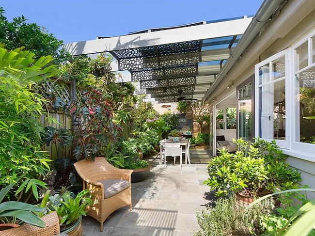 The sunny rear courtyard.