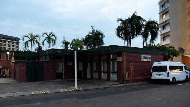 Broken glass at the front of the Palms Motel on June 4, 2019. Picture: Keri Megelus