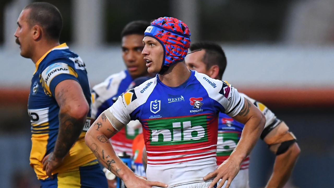 ROCKHAMPTON, AUSTRALIA - SEPTEMBER 12: Kalyn Ponga of the Knights watches on during the NRL Elimination Final match between Parramatta Eels and Newcastle Knights at Browne Park, on September 12, 2021, in Rockhampton, Australia. (Photo by Albert Perez/Getty Images)