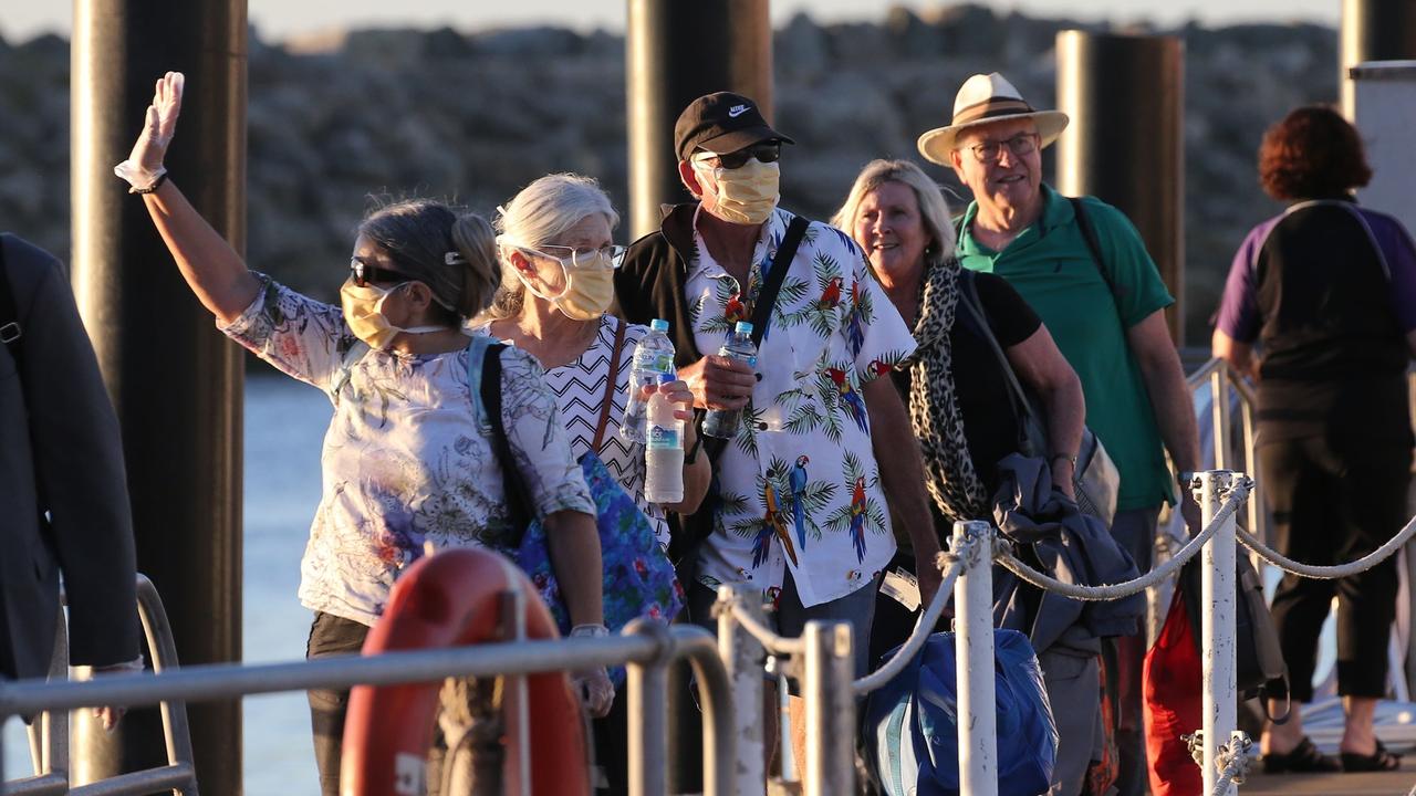 West Australian passengers from the cruise returned from quarantine on Rottnest Island. Picture: Justin Benson-Cooper/The West Australian