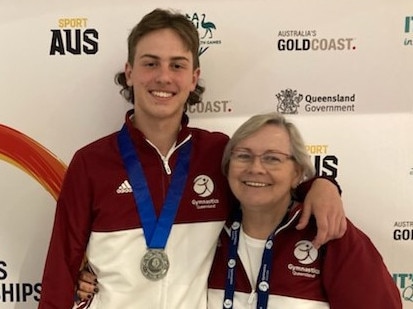 Trampolinist Matt Grieves with coach Kerry Smyth.