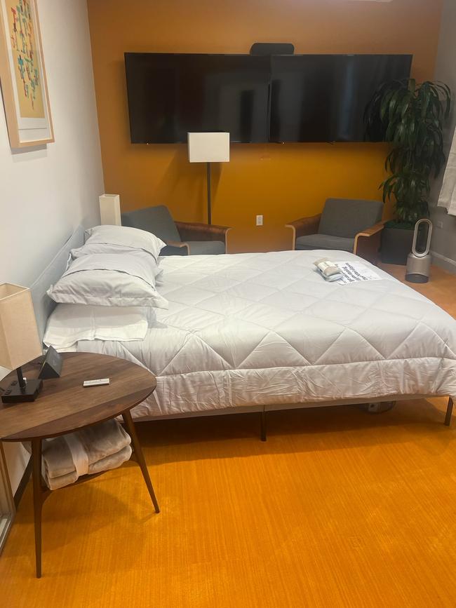 A bed was shown complete with quilt and slippers. Picture: Twitter