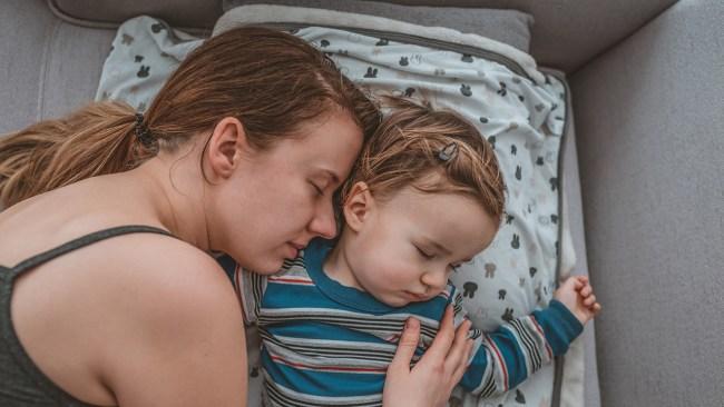 The mum woke up to discover her son had her hair wrapped around his neck. Photo: iStock