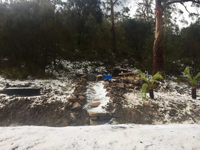 Hail at Orford. Picture: MELANIE ROTTIER