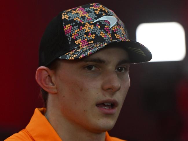 SINGAPORE, SINGAPORE - SEPTEMBER 20: Oscar Piastri of Australia and McLaren talks to the media following practice ahead of the F1 Grand Prix of Singapore at Marina Bay Street Circuit on September 20, 2024 in Singapore, Singapore. (Photo by Rudy Carezzevoli/Getty Images)