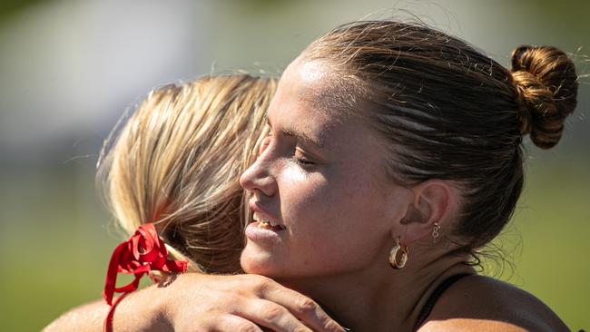 Gabriella Taylor from UTS Norths reacts after great race.