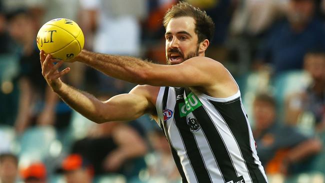 Steele Sidebottom spending more time forward could help solve Collingwood’s scoring woes in 2018. (Photo by Mark Nolan/Getty Images)