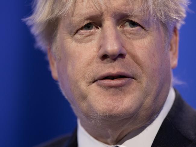 LONDON, ENGLAND - MARCH 02: Former UK prime minister Boris Johnson addresses the Global Soft Power Summit at The Queen Elizabeth II Conference Centre on March 2, 2023 in London, England. The conference explores the role of soft power in international politics and business. (Photo by Dan Kitwood/Getty Images)