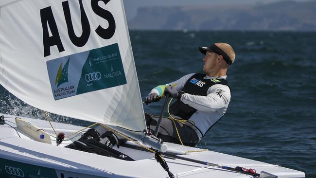 Australian Laser sailor Tim Burton in action.