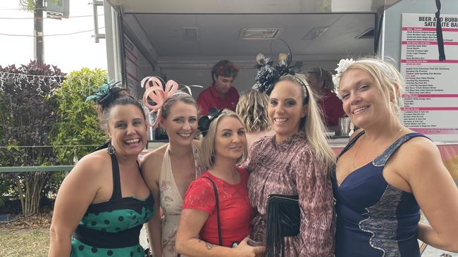 Tabitha Darmanin, Wendy Smith, Linseach Ni Dochartaigh, Laryssa Bernyk and Ally Turner at Cairns Cup Carnival on Saturday. Picture: Andreas Nicola