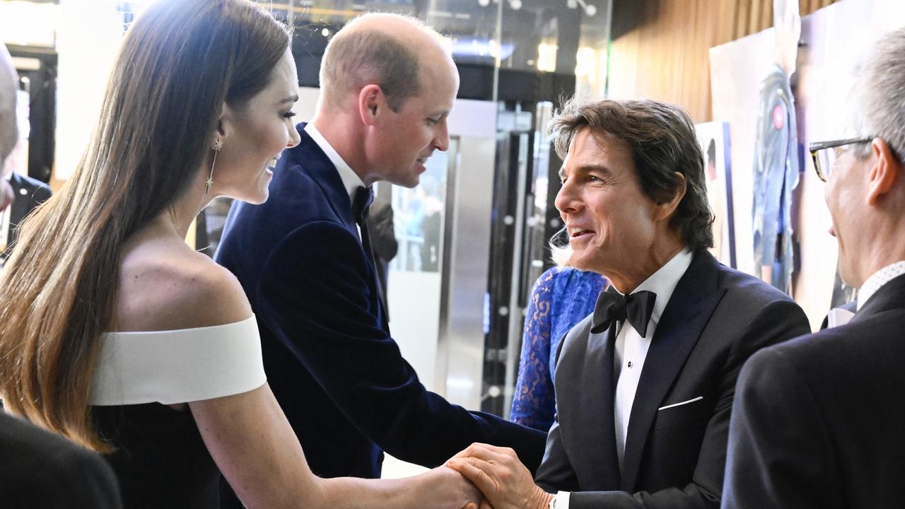 The Duke and Duchess of Cambridge greet Tom Cruise at The Royal Film Performance and UK Premiere of <i>Top Gun: Maverick</i> on May 19. Picture: Gareth Cattermole/Getty Images for Paramount Pictures