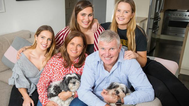 Frawley with his wife, Anita, and daughters (from left) Danielle, Chelsea and Keeley. Picture: Mark Stewart