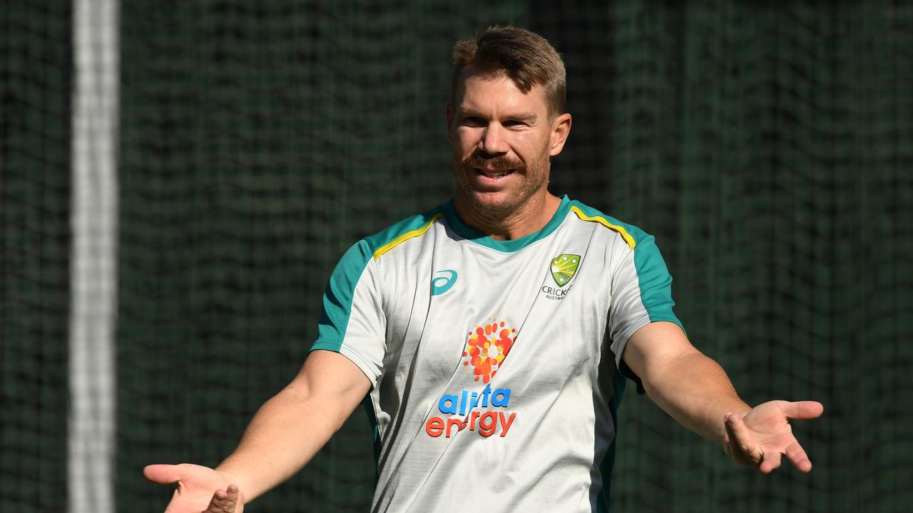 David Warner was back in the nets this week, lifting hopes he could be fit for the third Test. Picture: Getty