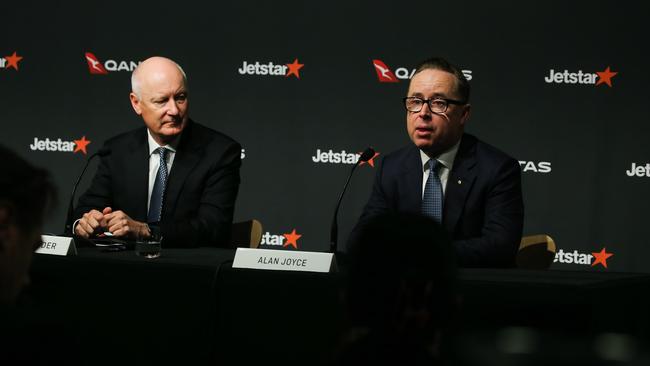 Qantas chairman Richard Goyder with now former CEO Alan Joyce. Picture: NCA Newswire/Gaye Gerard