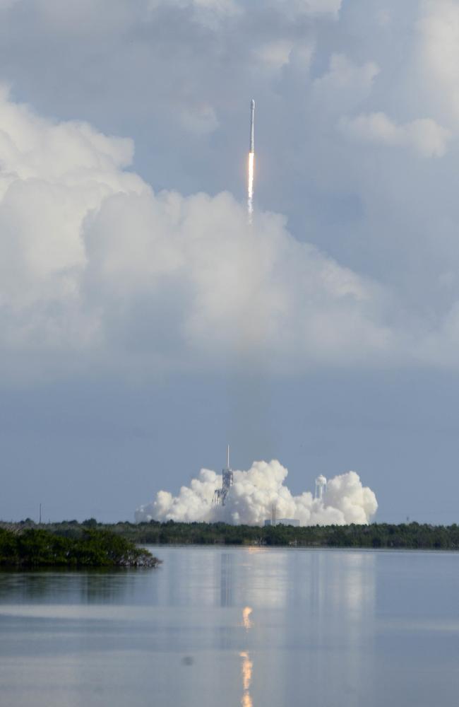 A SpaceX unmanned Falcon rocket launches from Florida's Kennedy Space Center. Picture: AP