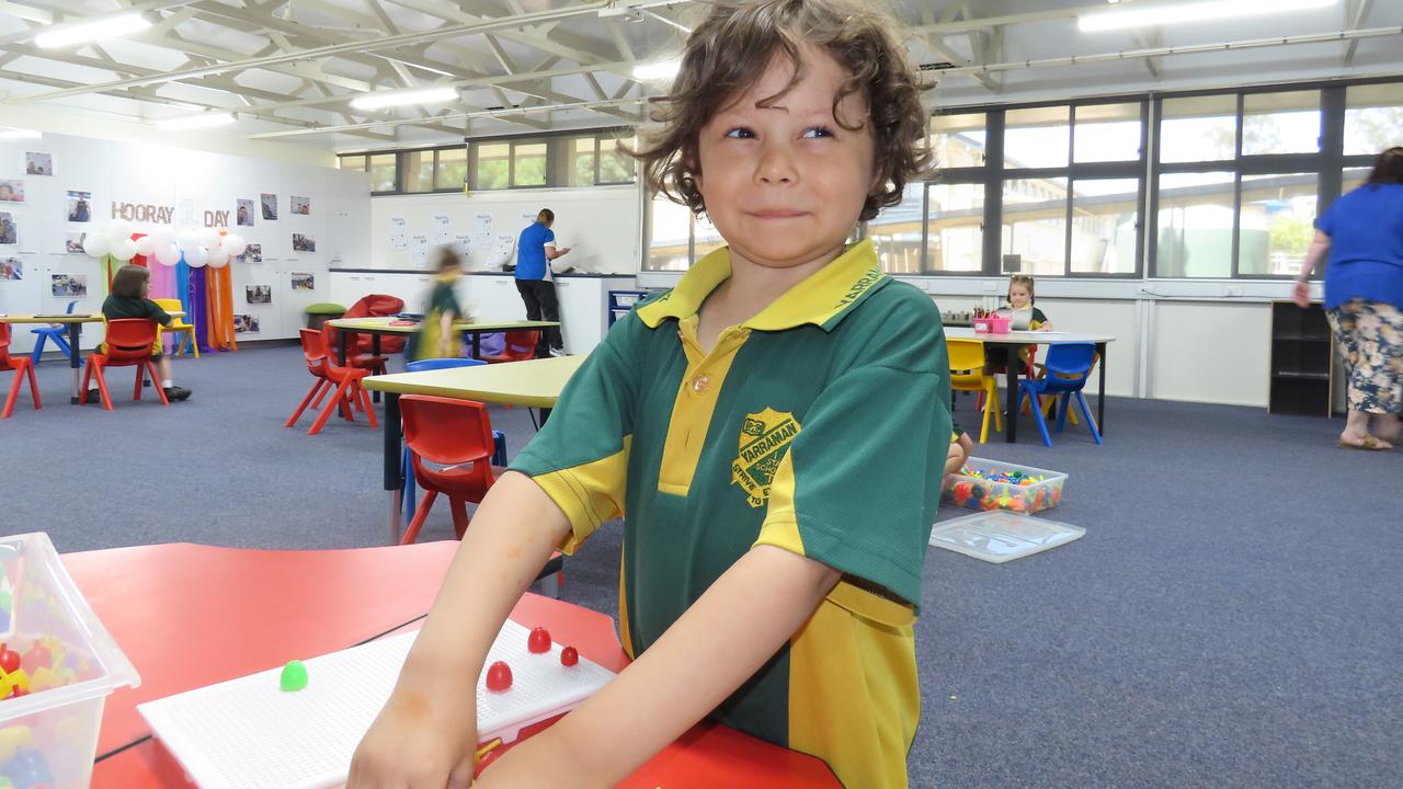 Thomas on his first day of prep at Yarraman State School.