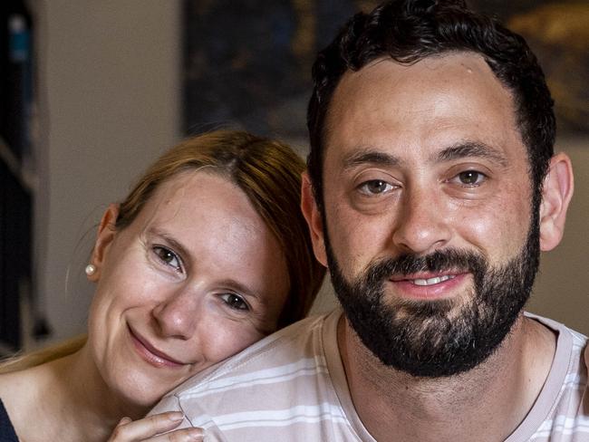 Heart attack survivor saved by GoodSAM first responders, who get a notification on their phone if someone near them has gone into cardiac arrest. Stephen Gargano (heart attack survivor) is joined by his wife and Michela Barisonzi. Picture: Jake Nowakowski