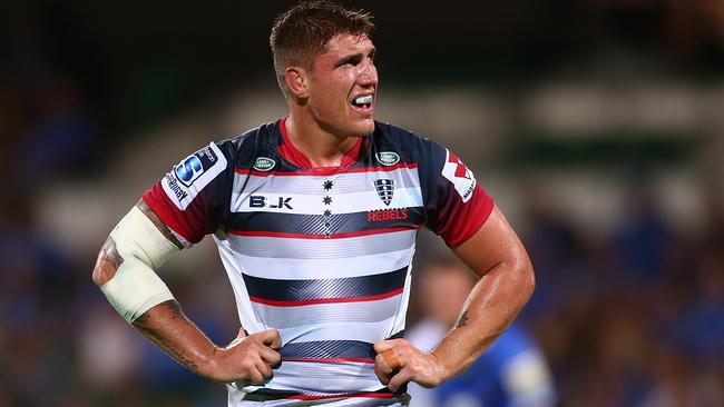 PERTH, AUSTRALIA - FEBRUARY 27: Sean McMahon of the Rebels looks on during the round one Super Rugby match between the Force and the Rebels at nib Stadium on February 27, 2016 in Perth, Australia. (Photo by Paul Kane/Getty Images)