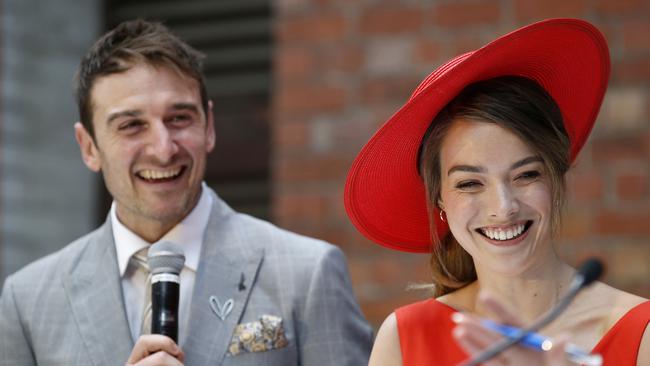 Virginia Slaghekke and her partner Jobe Watson. Photo by Darrian Traynor/Getty Images