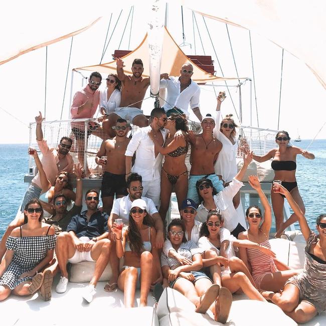 Thessy and Georgio hosted pre-wedding celebrations with their closest friends on the Greek Island of Rhodes. Photo: Instagram / @thessy.k