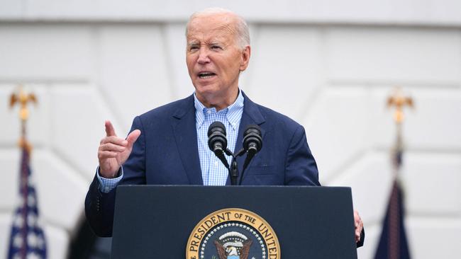 US President Joe Biden speaks during a barbecue for active-duty military families in honour of the Fourth of July on the South Lawn of the White House. Picture: AFP