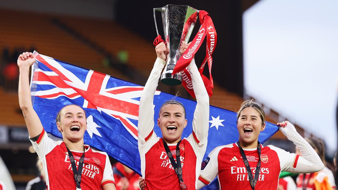 Caitlin Foord, Steph Catley and Kyra Cooney-Cross will play against the A-League All Stars. (Photo by Matt McNulty/Getty Images).