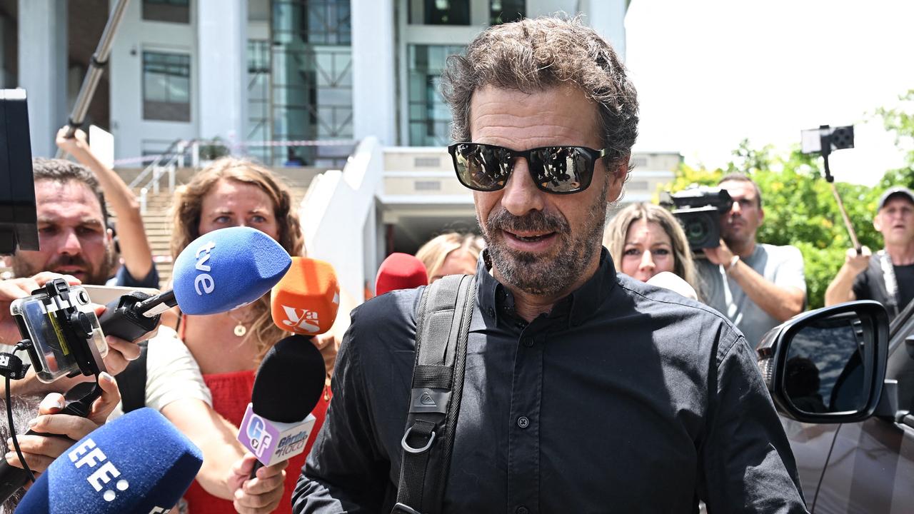 Dad Rodolfo Sancho leaves court after his son Daniel was handed a life sentence. Picture: Lillian Suwanrumpha / AFP