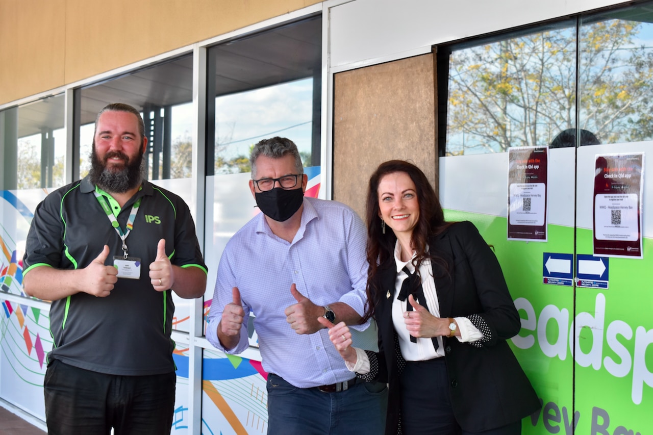 (L to R) Senior Vocational Specialist Sam Howard, Federal Member for Hinkler Keith Pitt and, Hervey Bay headspace Manager Chantelle Whitehead. Picture: Isabella Magee