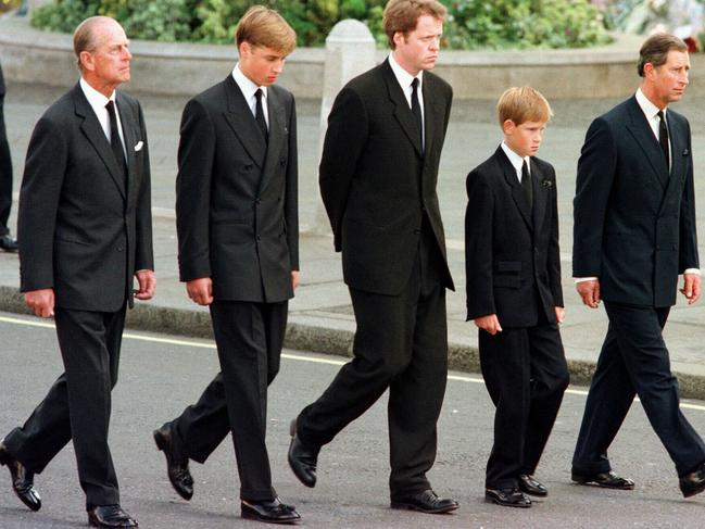 The brothers at the funeral of their mother, Lady Diana.