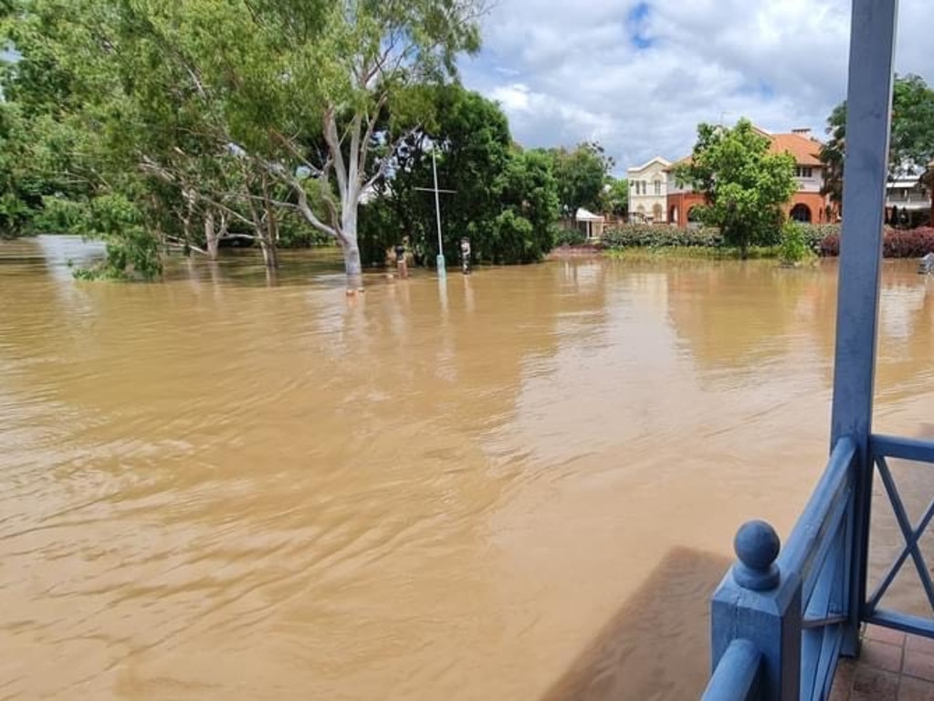 Flooding outside Maryborough's excelsior band hall in Wharf St.