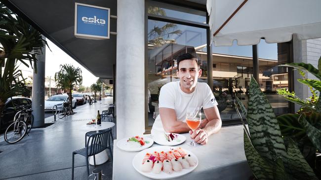 Eska Sashimi and Oyster Bar say their opening weekend in one of the Gold Coast's most popular dining precincts was a "huge success". Tobias Diamandopoulos toasts their success. Picture Glenn Hampson