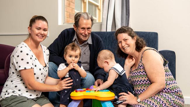 Christine and Jackson Skeed, Ken Lancaster, and Amelia and Kim Robinson take part in the intergenerational playgroup. Picture: MONIQUE HARMER