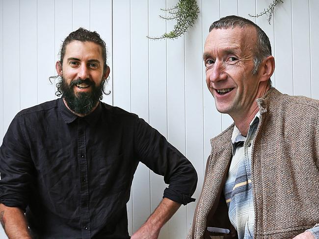 Delicious magazine Produce Awards, judge, Franklin head chef David Moyle, left, with Tasmanian finalist Hans Stutz of Cygnet