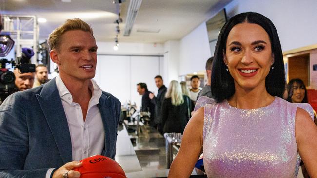 MELBOURNE, AUSTRALIA - NewsWire Photos - 26 September, 2024Katy Perry, Cody Simpson,  for 2024 Telstra Pre-Game Entertainment press conference at the MCG.NewsWire/Nadir Kinani