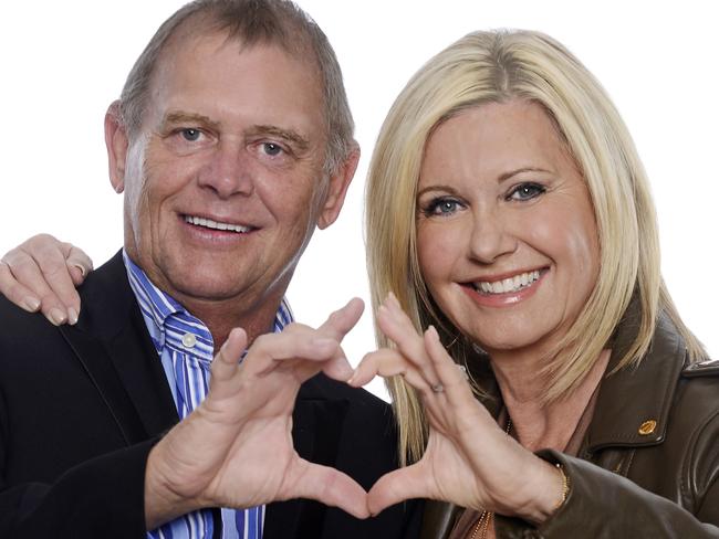 MELBOURNE, AUSTRALIA - SEPTEMBER 5TH 2014;John Farnham and Olivia Newton-John pose for portraits at Flemington Racecourse on Friday the 5th of September 2014 in Melbourne Australia. (Photo by Martin Philbey) *** Local Caption ***John Farnham;Olivia Newton-John