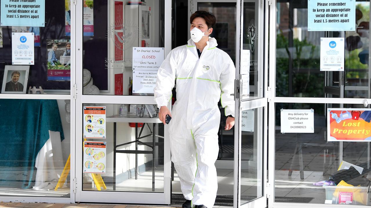 Deep cleaners commence work at St Charles Catholic Primary School at Waverly in Sydney. Picture: NCA NewsWire/Joel Carrett